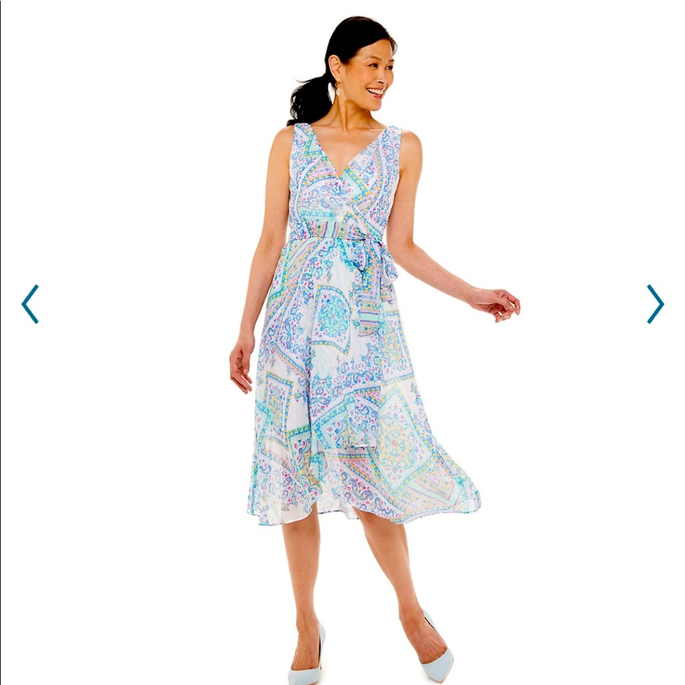 Chaps Paisley Surplice Midi Dress